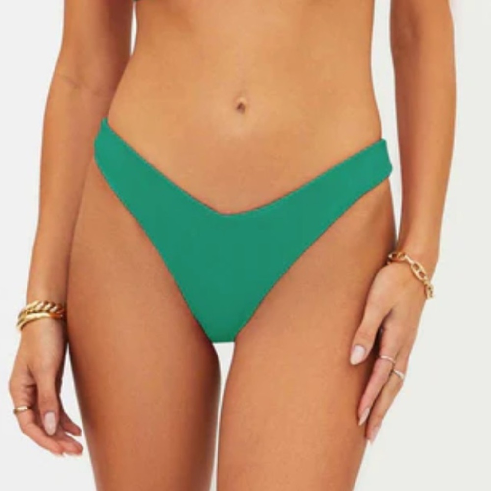 New! Beach Riot Emerald Green Ribbed High-Cut Bikini Bottoms Medium 38049